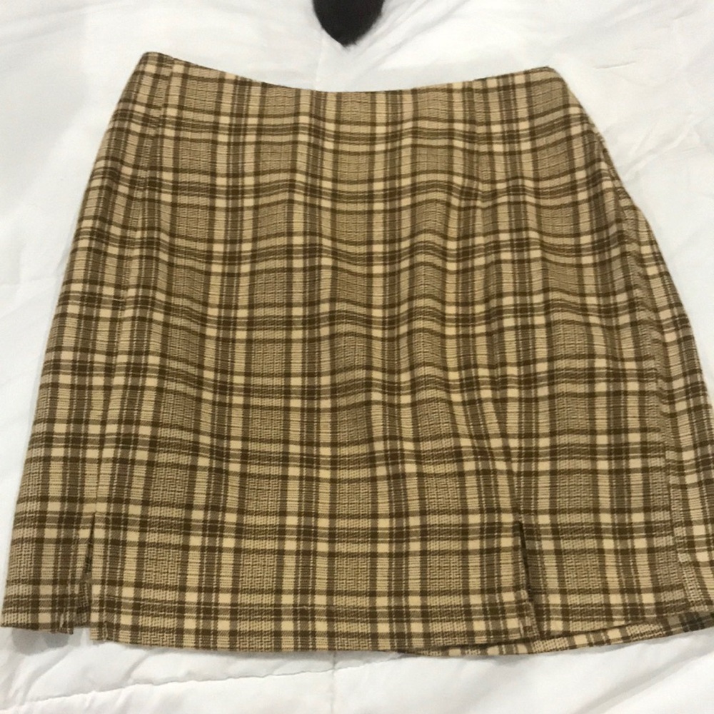 Plaid Brown Tan Skirt